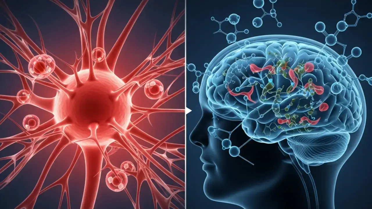 Ilustração do sistema endocanabinoide regulando equilíbrio do corpo humano